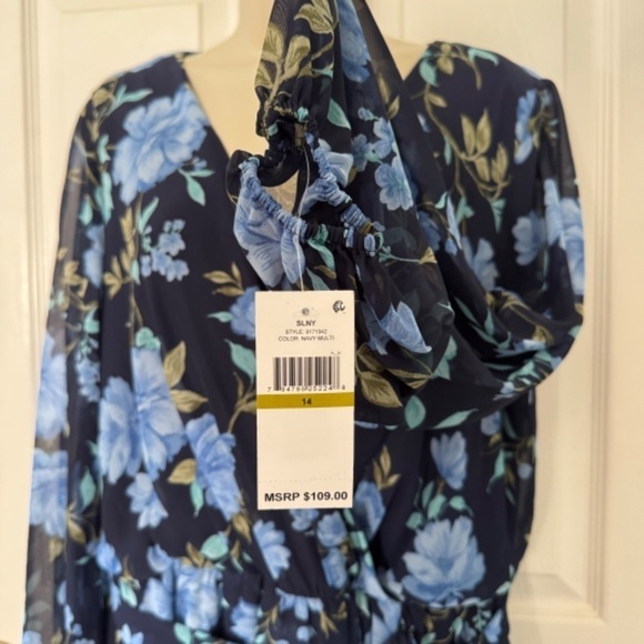 SL Fashions SLNY Maxi Dress Chiffon Navy Floral New with Tag - Picture 6 of 6